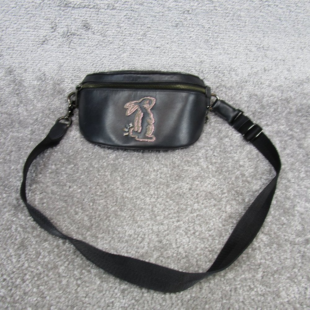Coach Selena Gomez Belt Bag Womens Black Leather Bunny